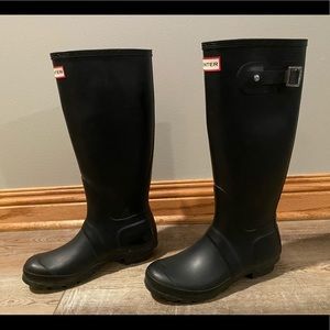 Tall Matte Black Hunter Boots